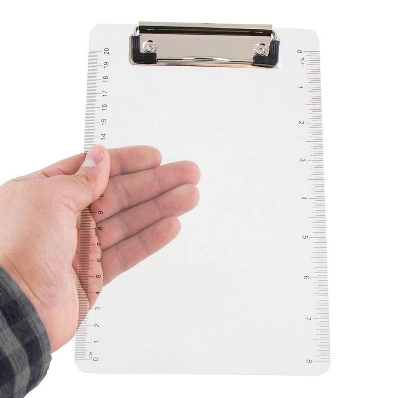 JAM PAPER Small Plastic Memo Clipboards with Low Profile Metal Clip - Mini (6 x 9) - Clear - Clip Board Sold Individually - Image 1
